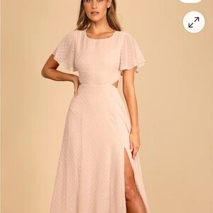 Lulus Blush Swiss Dot Wedding Guest Dress Size L